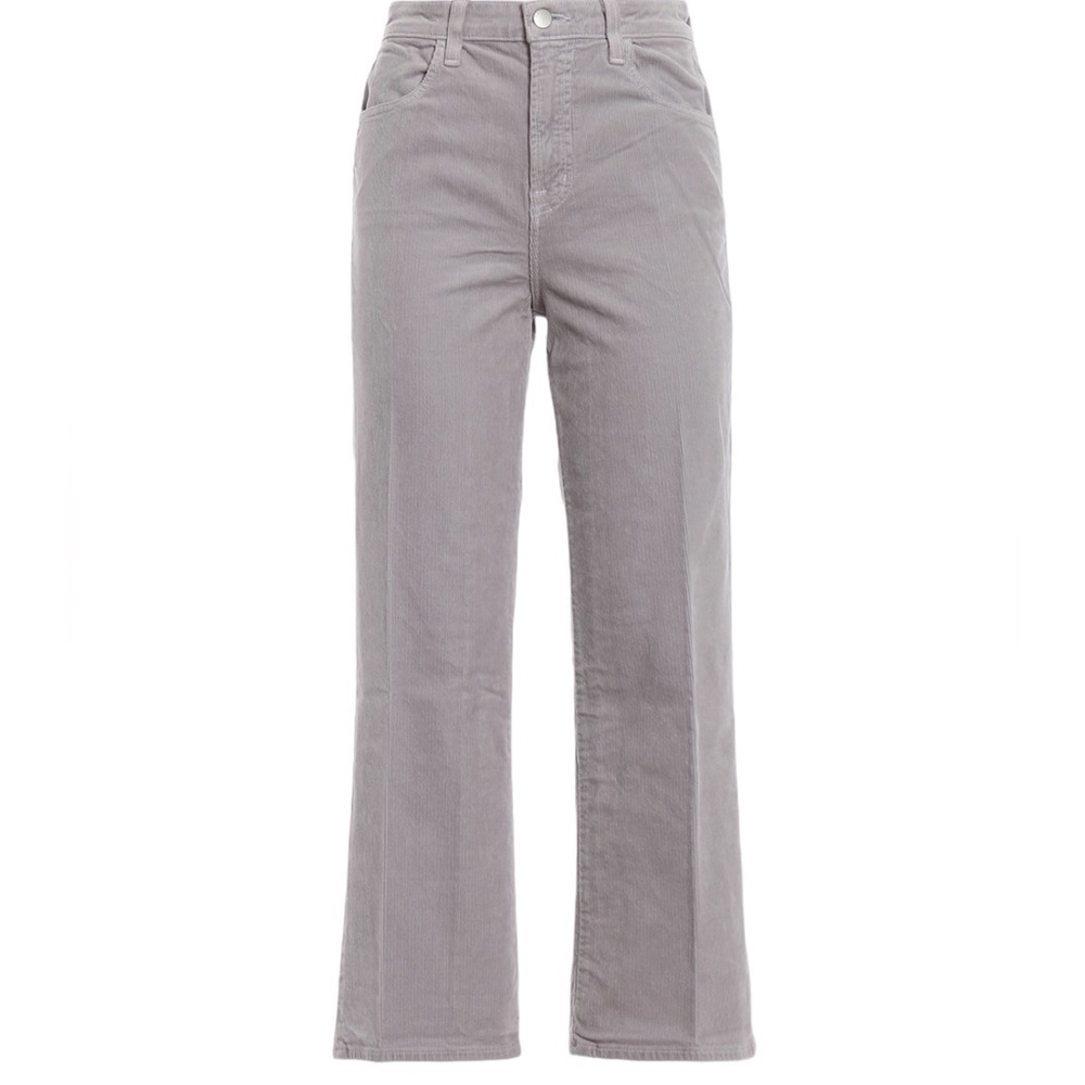J Brand Joan Corduroy High Rise Wide Leg Crop Pants Light Mars Grey Silver 8853